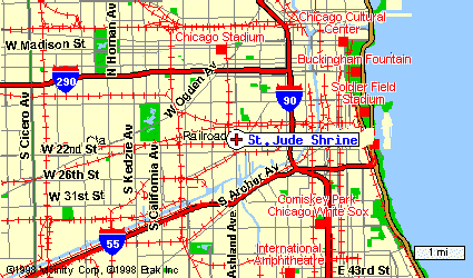 Map to St. Jude Shrine